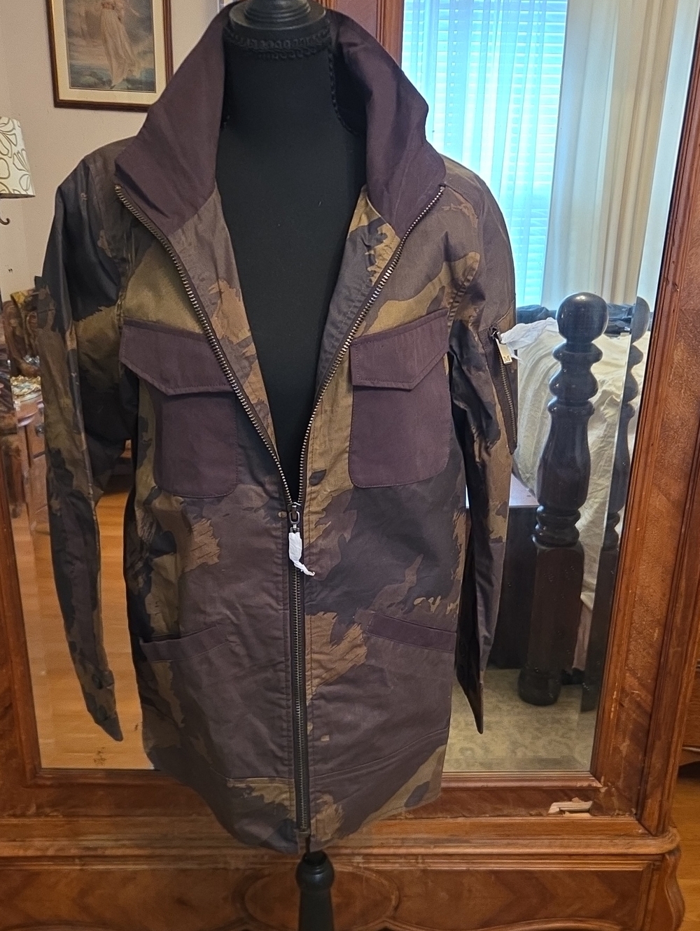 Martha Stewart Brown and Olive Camouflage Utility Jacket